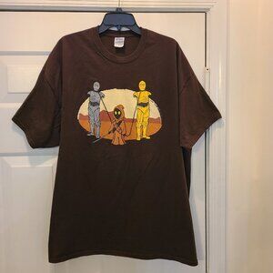 The Walking Dead and Star Wars T-Shirt Mashup The Walking Droids Size 2XL Brown